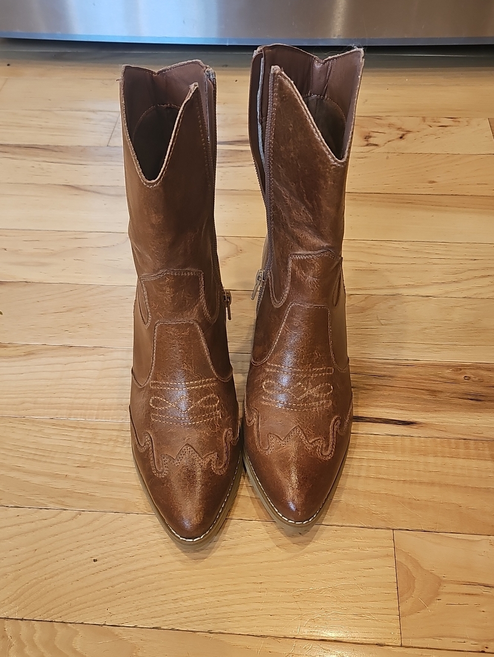 MIA Brown Western-Inspired Ankle Booties